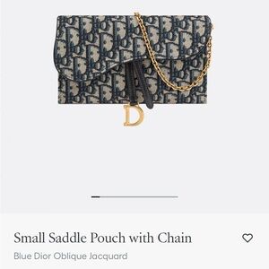 Christian Dior Elegant Designer Blue and Gold Chain Bag AUTHENTIC